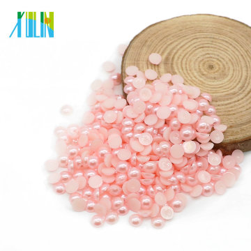 YIWU Plástico Plano de volta Meia Cola em Pérola Beads, Z17-Pink, 2mm a 25mm para o Vestido de Noiva